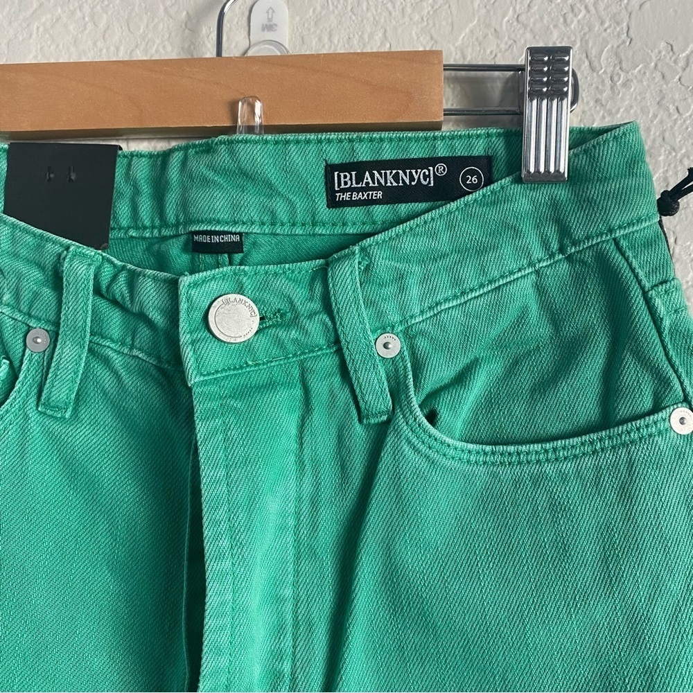 Blank NYC the Baxter Green Straight Leg raw Hem jeans - Picture 3 of 14